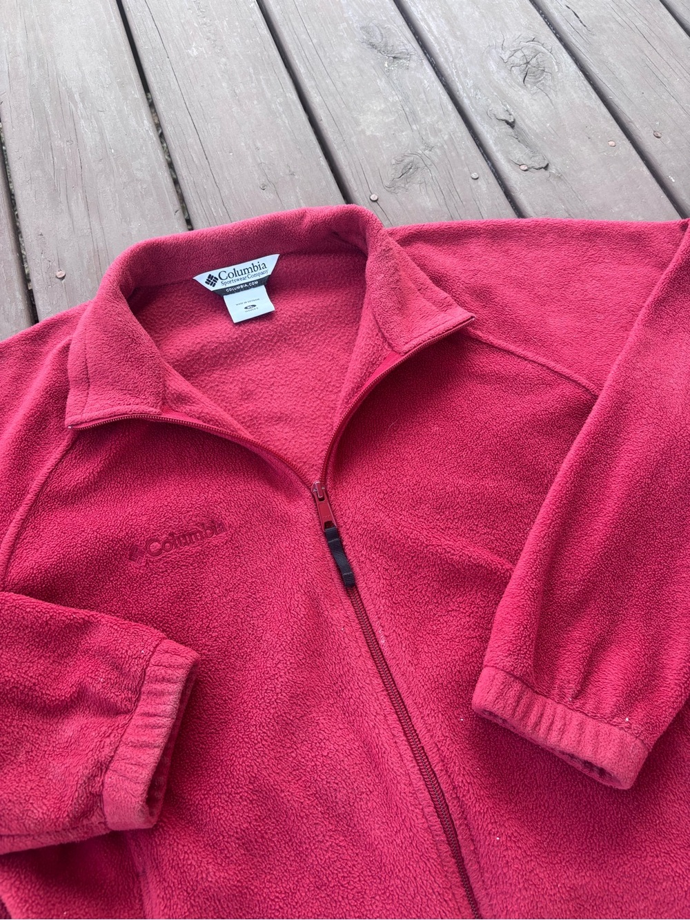 Columbia Sportswear Womens XL Red Full Zip Fleece Jacket